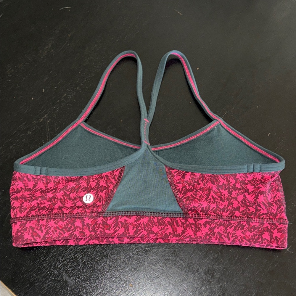 lululemon athletica Pink Patterned & Teal Strappy Sports Bra